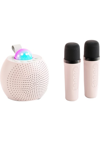 Taşınabilir Bluetooth Karaoke Hoparlörü Açık Hava Ortam Işığı Pembe (Yurt Dışından)
