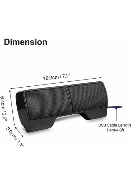 Mini Taşınabilir USB Stereo Hoparlörler Hat Kontrol Cihazı Soundbar (Yurt Dışından) indirimleri