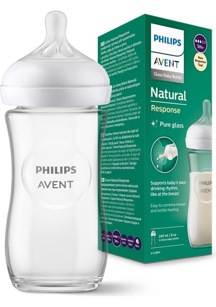 Natural Response Cam Biberon 1 Ay+ 240 ml, Tepkili Biberon Emziği SCY933/01