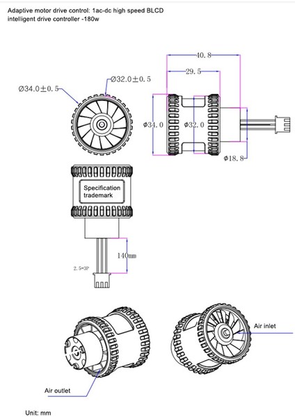 Dyson(A) Için 3 Aşamalı Sürücülü Üç Fazlı Dc Fırçasız Yüksek Hızlı Bldc Motor 110000RPM Elektrik Motoru (Yurt Dışından)