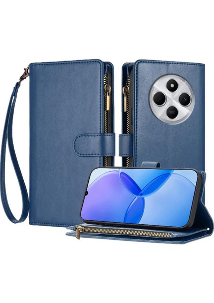 Xiaomi Poco C75 Kart Yuvaları Için Kılıf Cüzdan Fermuar Folio Kapak Pu Deri (Yurt Dışından)