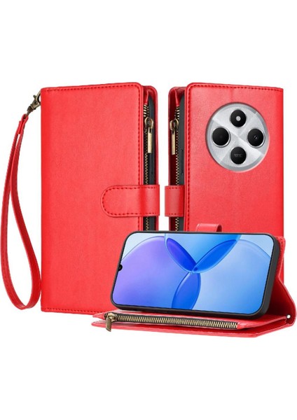 Xiaomi Poco C75 Kart Yuvaları Için Kılıf Cüzdan Fermuar Folio Kapak Pu Deri (Yurt Dışından)