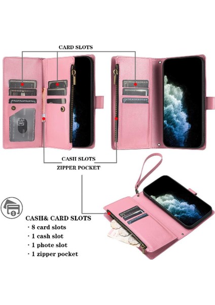 Xiaomi Poco C75 Kart Yuvaları Için Kılıf Cüzdan Fermuar Folio Kapak Pu Deri (Yurt Dışından)