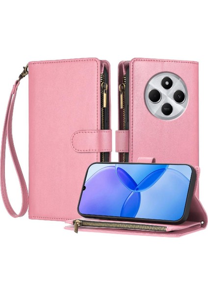 Xiaomi Poco C75 Kart Yuvaları Için Kılıf Cüzdan Fermuar Folio Kapak Pu Deri (Yurt Dışından)