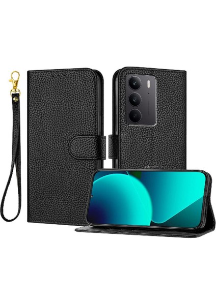 Realme C75 4g Cüzdan Kart Yuvaları Için Telefon Kılıfı Tutucu Litchi Desen Flip (Yurt Dışından)