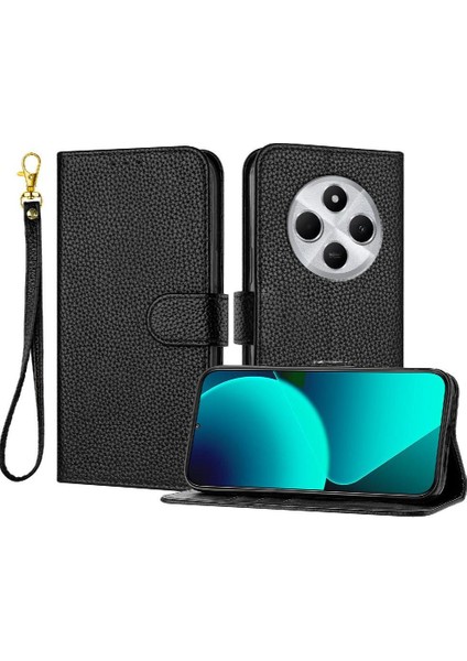 Xiaomi Poco C75 Litchi Desen Cüzdan Kart Yuvaları Tutucu Pu Için Telefon Kılıfı (Yurt Dışından)