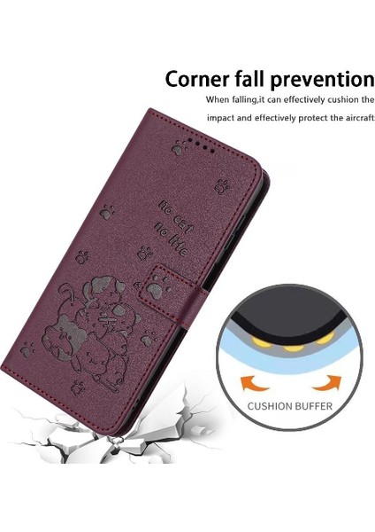 Samsung Galaxy M54 5g Sevimli Kedi Kart Tutucu Kickstand Pu Için Flip Case (Yurt Dışından)