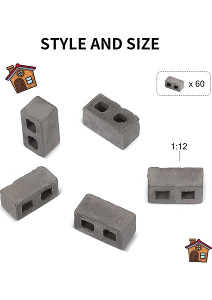 60 Paket Kül Blokları 1/12 Ölçekli Mini Tuğlalar Beton Minyatür Tuğlalar Minik Peyzaj Dollhouse Aksesuarları (Yurt Dışından) fiyatları