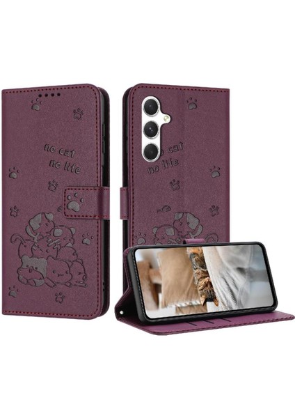 Samsung Galaxy S24 Artı Kart Tutucu Için Flip Case Kickstand Sevimli Kedi Pu (Yurt Dışından)