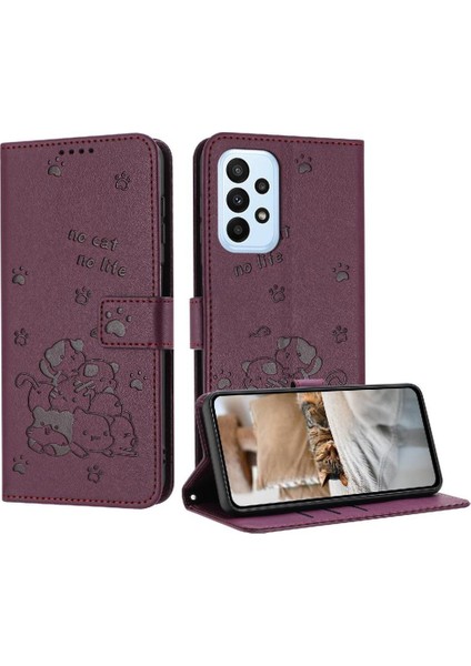Samsung Galaxy Için Flip Case A52S 5g Sevimli Kedi Pu Deri Deri Cüzdan (Yurt Dışından)