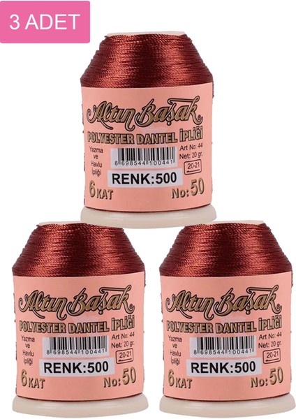 3 Adet Altınbaşak Oya ve Dantel Ipi 20 gr - Royaleks - No: 500