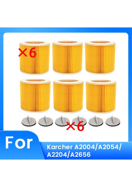 Karcher A2004/A2054/A2204/A2656 Elektrikli Süpürge Aksesuarları Için 6 Adet Filtre ve 6 Adet Elektrikli Süpürge Kilidi (Yurt Dışından)