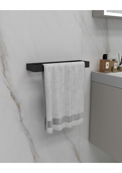 Orkide x Yeni Mat Siyah Duvara Monte Havluluk | Modern ve Şık Banyo Aksesuarı