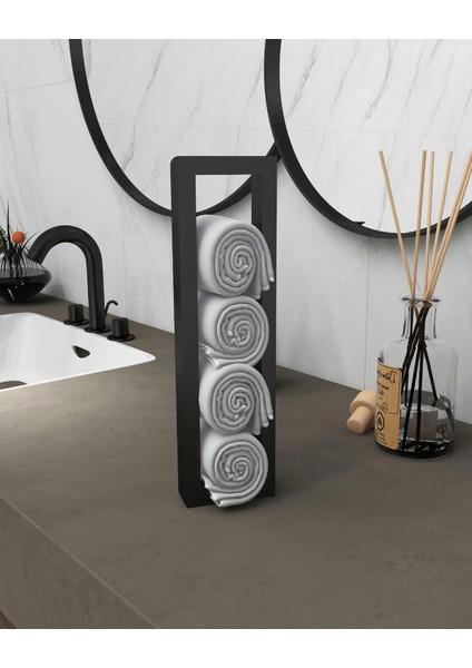 Orkide x Yeni Mat Siyah Duvara Monte Havluluk | Modern ve Şık Banyo Aksesuarı
