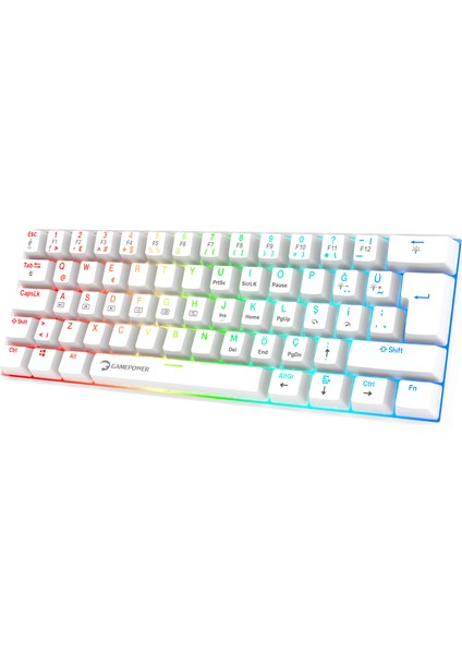 Lyra Rgb 60M 62TUŞ Beyaz Mekanik Kablolu Red Switch Klavye - 3 Yıl Garantili