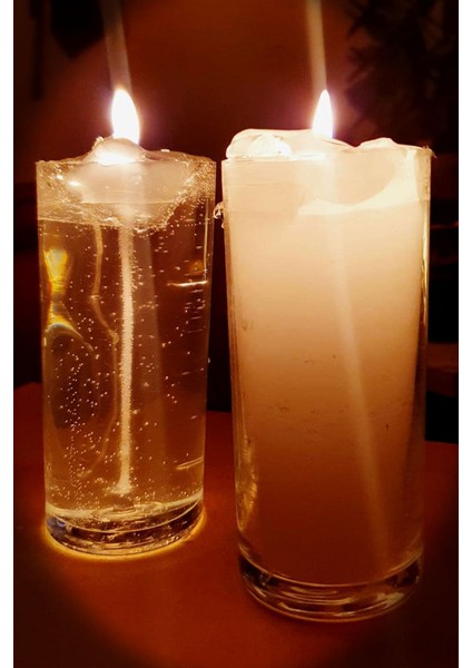 Beyaz ve Şeffaf Dekoratif Iki Adet Jel Mum, Şık ve Hoş Kokulu Tasarım