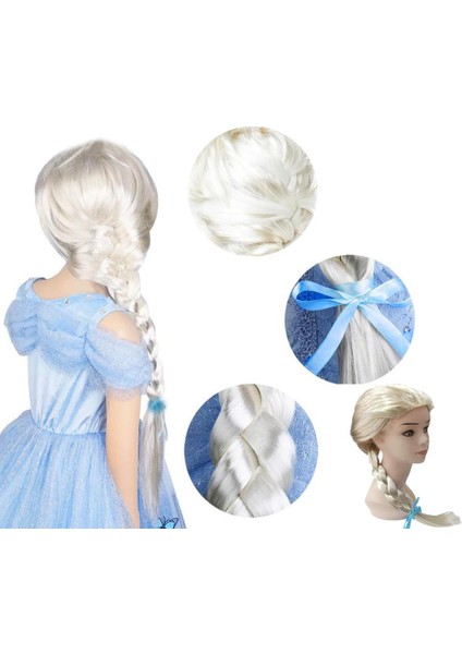 Platin Altın Dore Renk Karlar Ülkesi Elsa Frozen Peruğu Çocuk Boy fırsatları