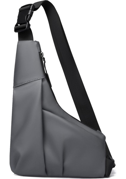 Hırsızlığa Karşı Yapışkan Tabanca Çantası Üçgen Çanta Günlük Deri Membran Erkek Çantası Sol ve Sağ Crossbody Günlük Göğüs Çantası (Yurt Dışından)