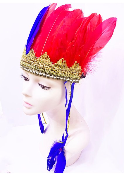 Bordo Mavi Renk Tüylü Kızılderili Başlığı | Taraftar Başlığı