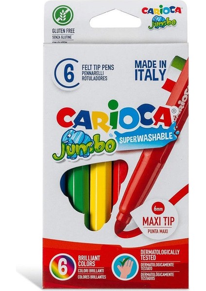 Carioca Jumbo Süper Yıkanabilir Keçeli Boya Kalemi 6'lı