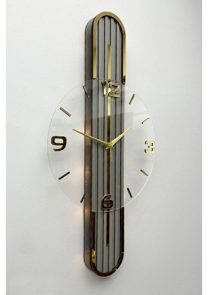 Şık Aynalı Saat 65CM Pilli LED Sessiz Mekanizma Sarı Rakam fiyatları