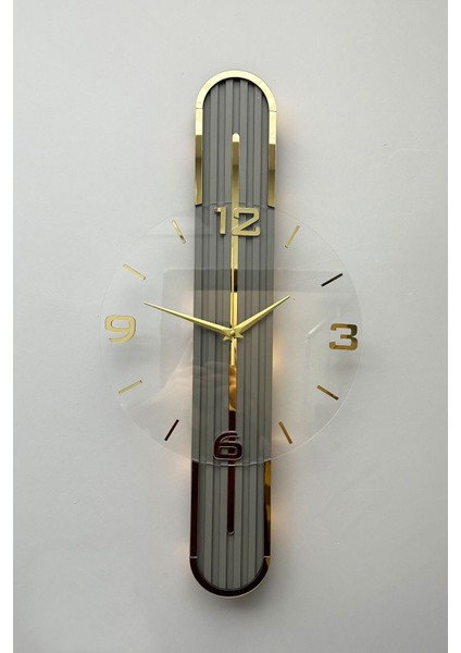 Şık Aynalı Saat 65CM Pilli LED Sessiz Mekanizma Sarı Rakam modelleri