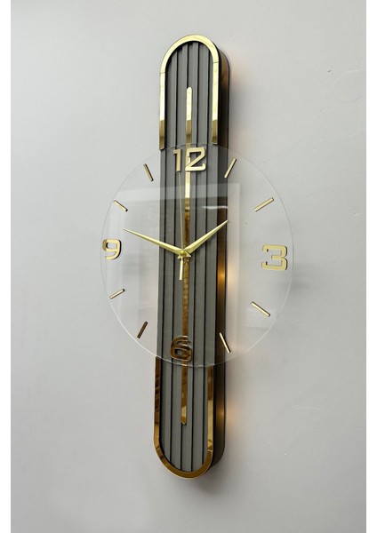 Şık Aynalı Saat 65CM Pilli LED Sessiz Mekanizma Sarı Rakam fırsatları