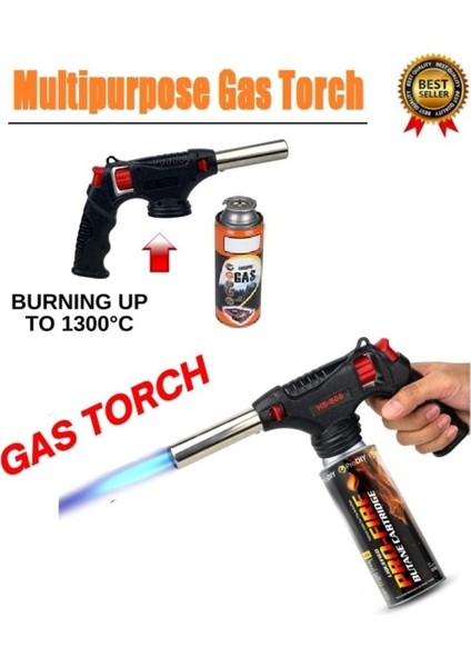 Tabanca Pürmüz Kafası Yüksek Alevli Torch Kafa 1500 Derce Yüksek Alev Saplı Çakmak Kamp Gazı Uyumlu