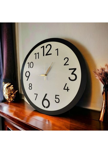 50CM Ahşap Siyah Beyaz Sade Sayılı Sessiz Duvar Saati fiyatları