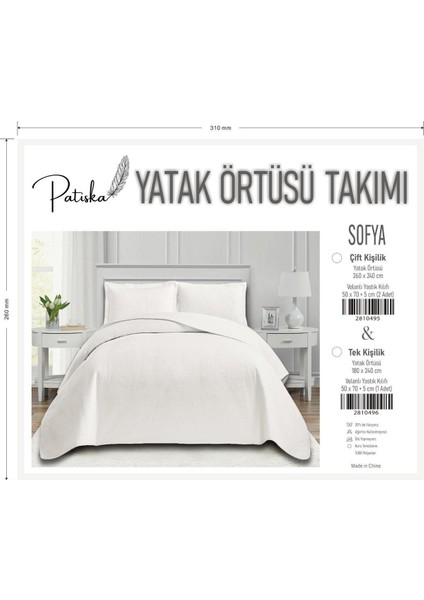 Patiska - Çift Kişilik 240X260 Krem Lüks Kadife Yatak Örtüsü