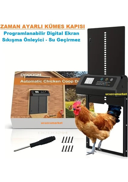 Zaman Ayarlı Digital Ekran Kümes Kapısı (Sıkışma Önleyici - Su Geçirmez)