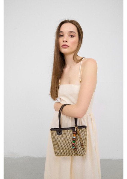 Roen Hasır Omuz Çantası Kahverengi