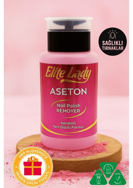 Pompalı Aseton Keratinli Ekstra Güçlü Oje Çıkarıcı Tırnak Uzamasına Yardımcı Besleyici Aseton 200 ml