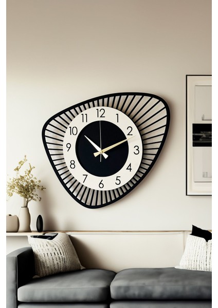 Modern Ahşap Duvar Saati, 48 Cm, Şık ve Fonksiyonel Tasarım