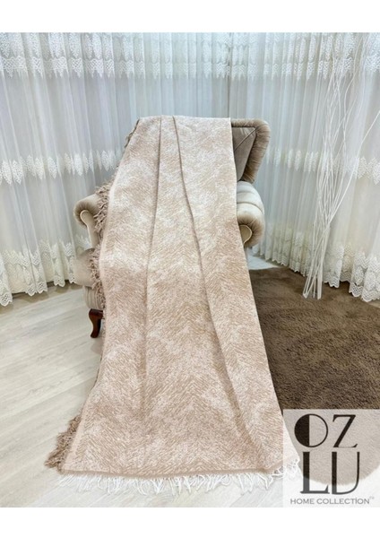 Kolkapatan Pamuklu Koltuk - Çekyat Örtüsü 170X320 Alaca Bej Kaydırmaz Koltuk Şalı