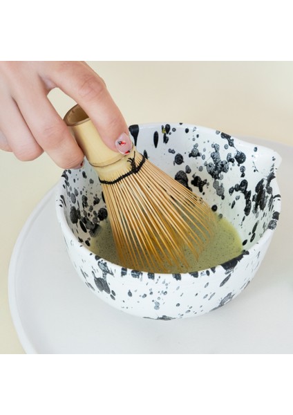 Seramik Mat Siyah Benekli Matcha Kase ve Whisk Tutacağı Set fiyatları
