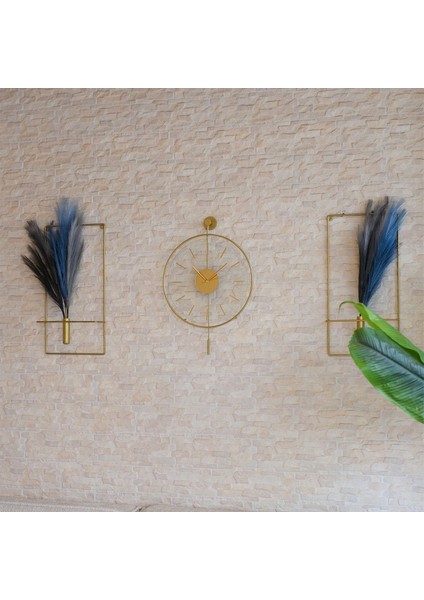 Modern Altın Renkli Metal Duvar Saati, 37X55 Cm, Şık ve Zarif Tasarım fiyatları