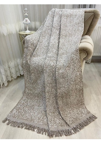 Lüks Pamuklu Koltuk-Çekyat Örtüsü Kahverengi 170X220 Çift Taraflı Terletmez Kaymaz