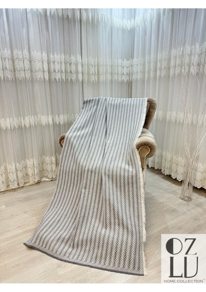 Pamuklu Zikzak Desen Yeni Nesil Koltuk Örtüsü Gri