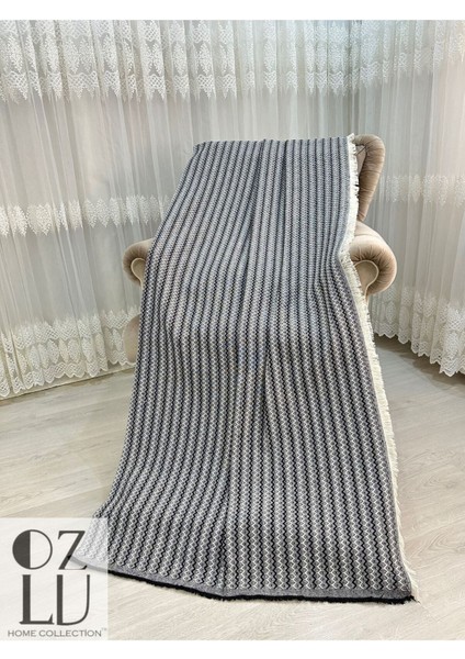Pamuklu Zikzak Desen Yeni Nesil Koltuk Örtüsü Siyah