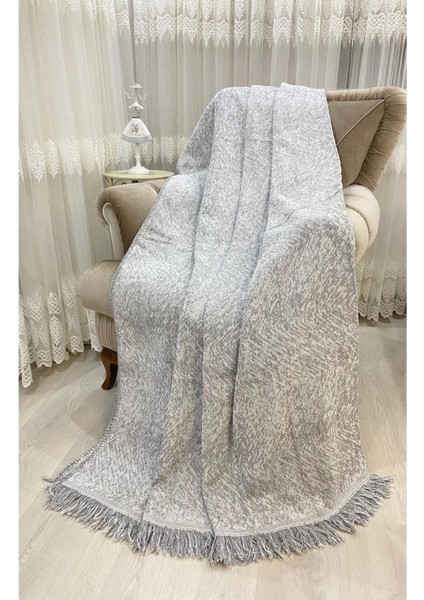 Lüks Pamuklu Koltuk-Çekyat Örtüsü Gri Rengi 170X220 Çift Taraflı Terletmez Kaymaz Toplanmz