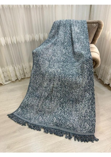 Lüks Pamuklu Koltuk-Çekyat Örtüsü Turkuaz Rengi 170X220 Çift Taraflı