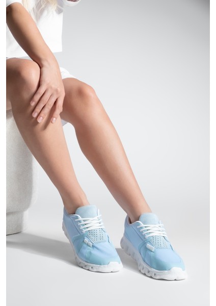 Kadın Sneaker Eva Taban Örgü Triko Koşu Ve Yürüyüş Spor Ayakkabı Renvis Mavi fırsatları