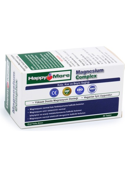 HappyMore Magnezyum Malat Bisglisinat ve Sitrat Kompleksi İçeren 50 Çentikli Tablet Takviye Edici Gıda indirimleri