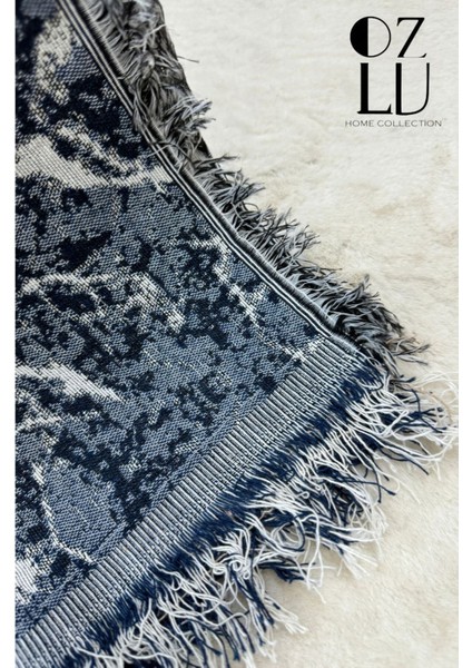 Pamuklu Yeni Nesil Koltuk - Çekyat Örtüsü 170X220 Mermer Desen Kotmavi Koltuk Şalı fiyatları