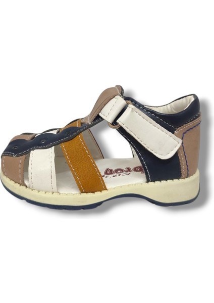 1600-20 Anatomik Önü Kapali 3 Şeritli Erkek Çocuk Sandalet Lacivert KAHVE18-20 fiyatları