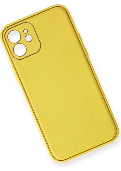 Iphone 12 Mini Kılıf Coco Deri Silikon Kapak - Sarı Drstr