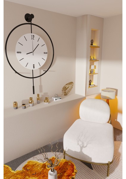 Modern LED Kristal Metal Duvar Saati, Siyah, 60X80 Cm, 3 Pil ile Çalışır