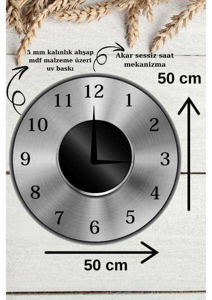 Modern Yuvarlak Ahşap Duvar Saati, Şık ve Sessiz Tasarım