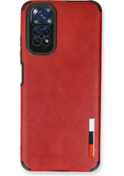 Xiaomi Redmi Note 11 Kılıf Loop Deri Silikon - Kırmızı Drstr